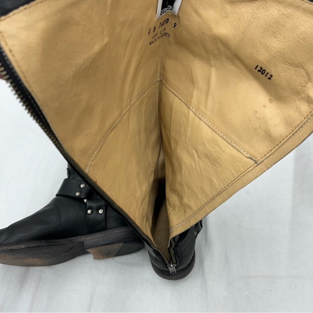 $378 Frye Phillip Harness Riding Boots Black Leather 15.5” Tall 76850 Size 6 B - Picture 10 of 13